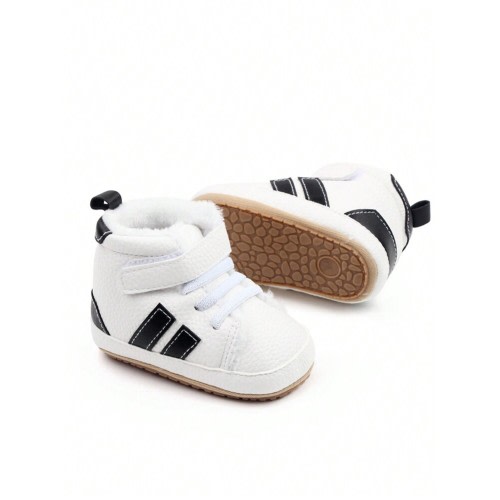 SHEIN | 1 Pair Color Block Striped PU Hook And Loop Design Rubber Sole Non-Slip Comfortable Infant Boots