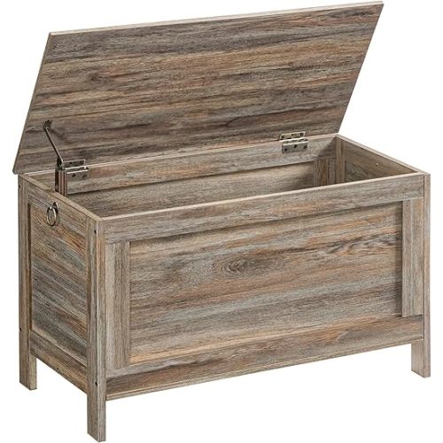 HOOBRO Toy Box, Retro Wooden Look Storage Chest with Safety Hinge, Entryway Storage Bench Supports 220 lb, 29.9 x 15.7 x 18.9 Inches Toy Chest Organizer, Easy Assembly (Sapphire Brown) UC75CW01G1