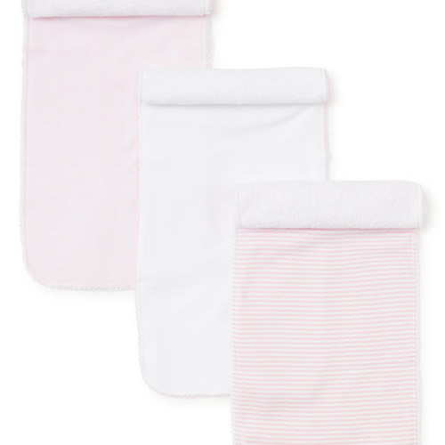Pink Stripe 3 Pack Burp Cloth Set