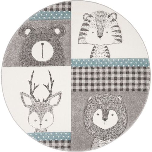 Carousel Kids CRK188 Power Loomed Indoor Area Rug - Grey/Ivory - 8' Round - Safavieh Kids