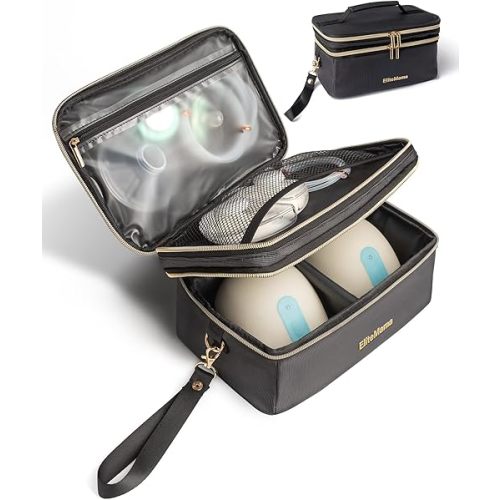 Breast Pump Bag Storage Carrying Bag - Breast Pump on The Go Case, Breastmilk Cooler Travel Bag, Portable & Protective Pump Carrying Case, Fits Major Wearable Pumps, Wristlet Design, Easy to Clean