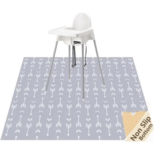 51" Splat Mat for Under High Chair/Arts/Crafts, WOMUMON Baby Washable Spill Mat Waterproof Anti-Slip Floor Splash Mat, Portable Play Mat and Table Cloth (Arrow, 51")