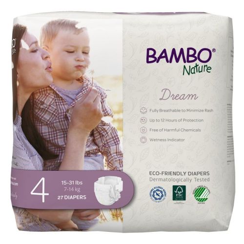 Bambo Nature Baby Diapers, Heavy Absorbency, Eco-Friendly, Size 4, 27 Count, 1 Pack