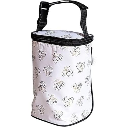 J.L. Childress Disney Baby TwoCOOL Breastmilk Cooler - Double Baby Bottle & Food Bag - Ice Pack Included - Fits 2-4 Bottles - Insulated & Leak Proof Bottle Bag - Minnie Dots