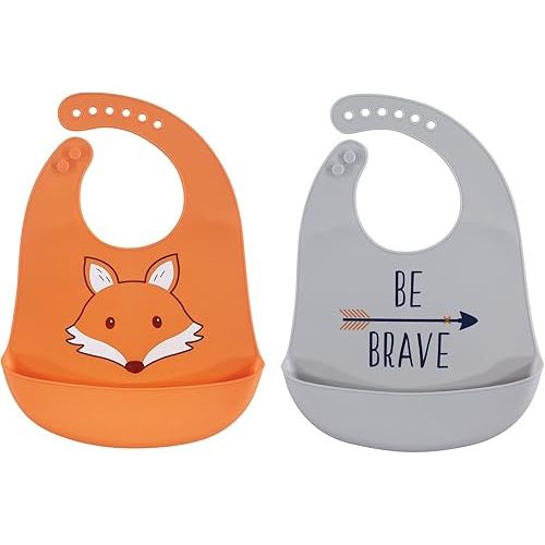 Hudson Baby Unisex Baby Silicone Bibs, Fox, One Size