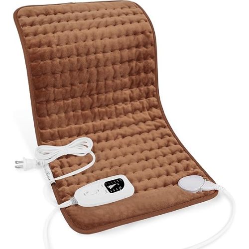 Heating Pad,Electric Heating Pads for Back,Neck,Abdomen,Moist Heating Pad for Shoulder,Knee,Arms,Legs,Dry/Moist Heat & Auto Shut Off,Birthday Gifts for Men and Women(Brown, 12''×24'')