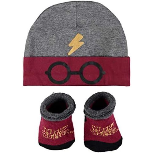 Harry Potter Baby Hat and Bootie Sock Gift Set, Newborn Accessories 0-12 Months