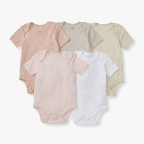 Burt's Bees Baby Unisex Organic Cotton Short and Long Sleeve Bodysuits, 5-Pack
