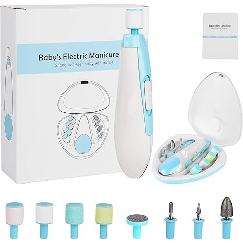 Baby Nail Trimmer Electric Baby Nail Clippers Rechargeable with Light, Low Noise Baby Nail File for Newborn Infant Toddler Kids, 4 Modes Adjustment Included 8 Grinding Heads Baby Nail Grinder Cutter