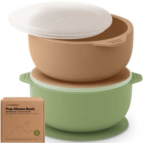 2-Pack Prep Baby Bowls with Suctions & Lids, Silicone Bowls for Baby Boy, Girl, Toddler Suction Bowl, Kids Bowl BPA-Free