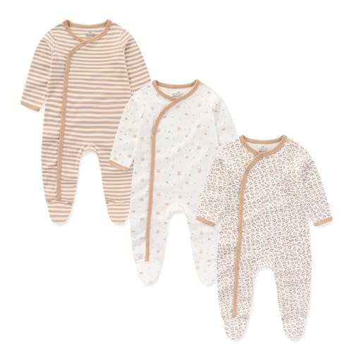 Ecojoy Baby Girls Boys Long Sleeve Printed Bodysuit Infant Foot Jumper Cotton One-Piece Romper 0-12 Months