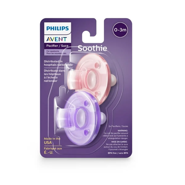 Philips Avent Soothie Pacifiers 0-3m - Fresh Lilac/Pastel Pink - 2pk