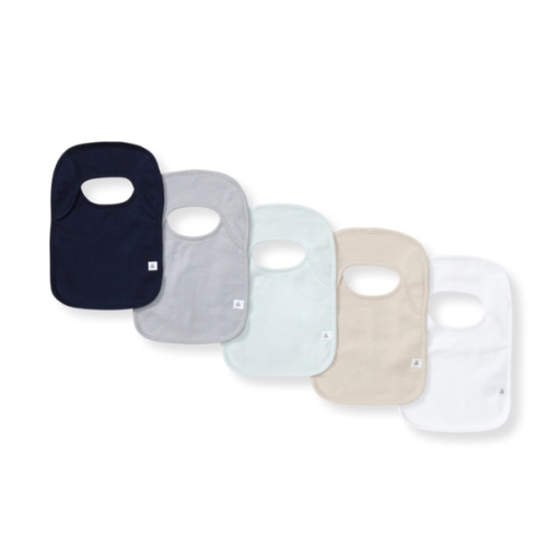 Solid Organic Cotton Baby Bibs 5 Pack Midnight