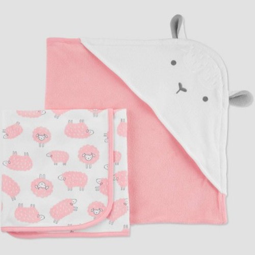 Baby Girls' Sheep Bath Towel Set - Just One You® made by carter's Pink
