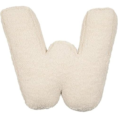 Letter Plush Pillow, Letter Hugging Throw Pillows, Decorative Initial Letter Shaped Throw Pillows for Bed Couch, Letter Pillows English Alphabet A to Z for Sofa Bedroom Living Room (W)