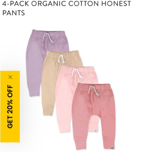 4-Pack Organic Cotton Honest Pants | Honest Baby Clothing