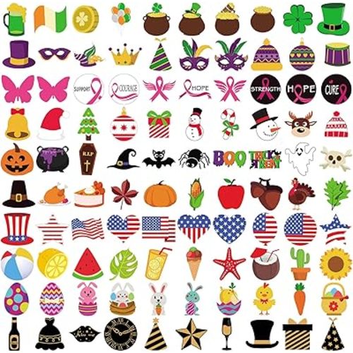 100 Pcs Seasonal Icons for Felt Letter Board Holiday Message Board Decoration Letterboard Accessories Holiday Letterboard Icon with Adhesive Dots for Sign Halloween Decor