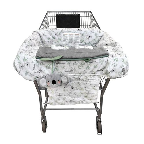Boppy Preferred Shopping Cart and High Chair Cover with Storage Pouch,Gray Green Koala with Changeable SlideLine Toy,Plush Minky Seat,2-point Safety Belt,Wipeable and Machine Washable,6-48 months
