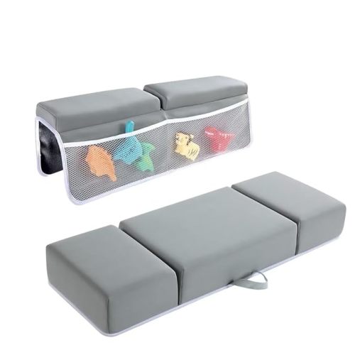 HOMBYS Extra Long 30" Bath Kneeler and Elbow Rest Pad, 3" Thick Baby Bathtub Kneeler and Elbow Rest Pad Set for Baby Bathing Parents, Memory Foam Pad with Toy Organizer Pockets - 30"x11"x3"