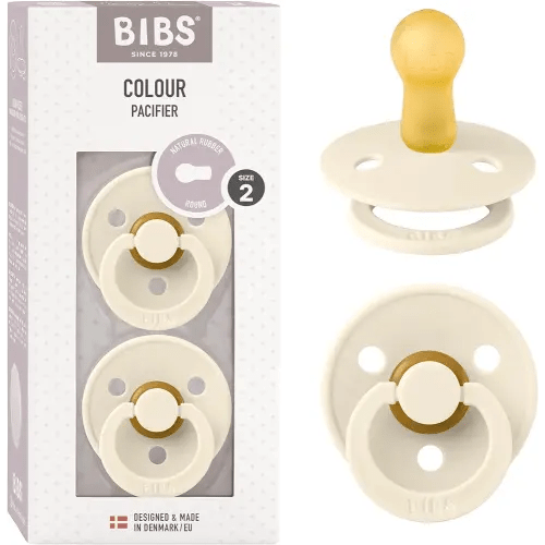 BIBS Pacifiers Colour Collection | Natural Rubber Baby Pacifier | Set of 2 BPA-Free Soothers | Made in Denmark | 6+ Months (Pack of 2) | Ivory