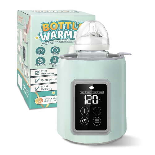RUPOUN Bottle Warmer, 4 in 1 Fast Baby Milk Portable Warmer with Timer and Temperature Control for Breastmilk or Formula, with Defrost, Sterilizer, Keep, Heat Food, Green