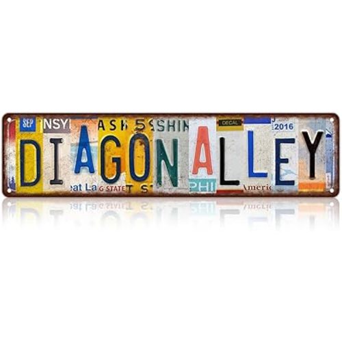 Vintage Wall Decor Diagon Alley Street Sign Metal Tin Signs for Bar Home Man Cave Cafe 16 x 4 Inches