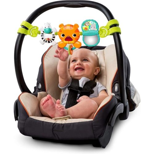 Bright Starts Take Along Musical Carrier Baby Activity Toy Bar, Hanging Car Seat Toy, 4 Fun Melodies, Fine Motor Skill Development Ages Newborn +, Multi-Color