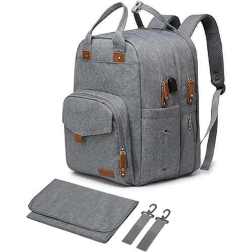Extra Large Diaper Bag Backpack for Two Kids, Expandable 35L Baby Bags for Mom Girl Boy Dad Toddler, Big Travel Diaper Bag 21 Pockets (4 Insulated) w/Changing Pad - Twin Diaper Bag