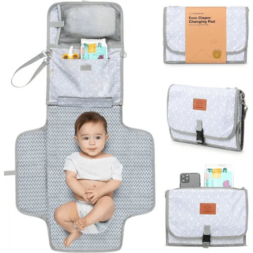 Portable Diaper Changing Pad - Waterproof Travel Changing Mat for Baby, Foldable Baby Diaper Clutch, Detachable Baby Travel Diaper Mat for Diaper Changing Station, Diaper Change Mat (Gray Mod)
