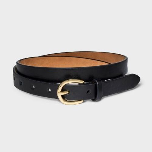 Women's Skinny Belt - A New Day™ Black M: Adjustable Strap, Solid Pattern, Buckle Closure