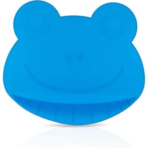 Nuby Sure Grip Miracle Frog Mat with Food Pouch - Toddler Suction Plate - 6+ Months - Blue