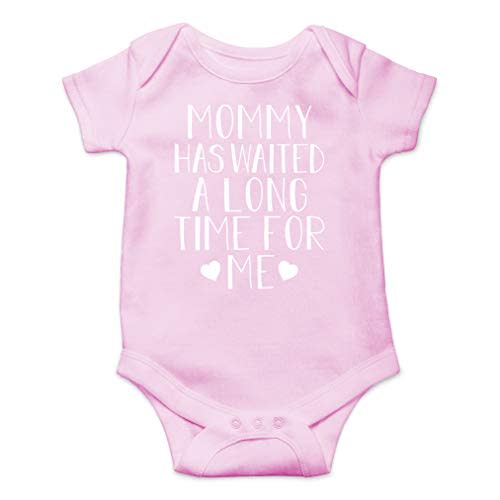 AW Fashions Mommy Has Waited A Long Time For Me Baby Bodysuit Funny Cute Unisex Newborn Outfit Boys Girls