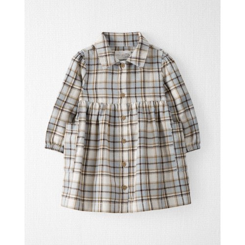 Baby Organic Cotton Herringbone Button-Front Dress in Plaid - Little Planet | Carter's