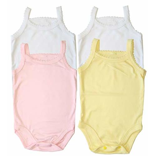 B-One Kids Baby Girls' Camisole Bodysuit 100% Cotton Super Soft 4-Pack