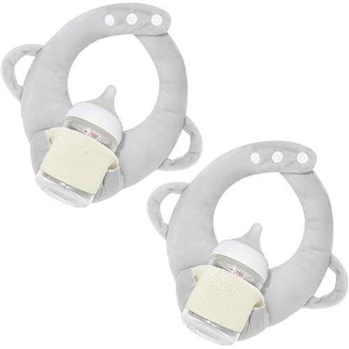 2 Pack Baby Bottle Holder, Infant Bottle Holder,Twin Nursing Pillow,Bottle Propper for Baby, Newborn Baby Essential(Gray)