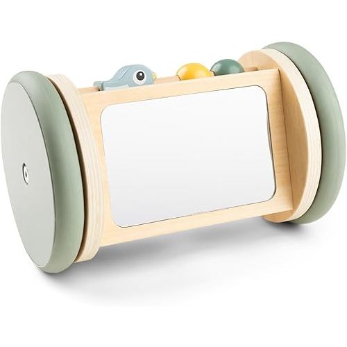 Done by Deer Tummy Time Mirror - Rolling Baby Mirror – Colorful Baby Activity Toy for Tummy Time and Crawling – Safe Wooden Sensory Toy for 3+ Months - Birdee