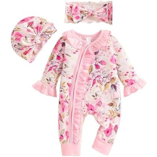 Preemie Newborn Baby Girl Romper 3-Piece Set
