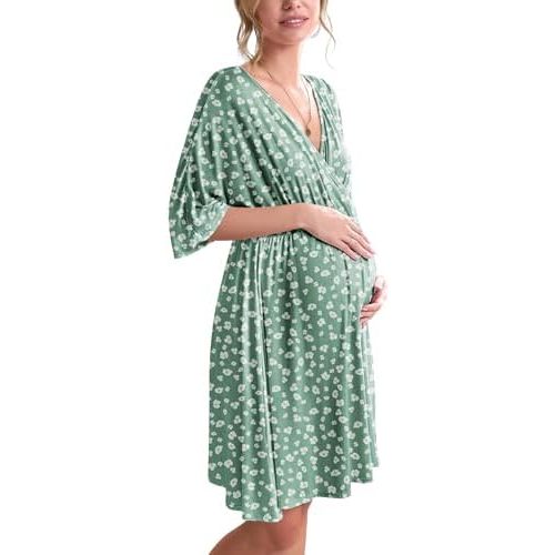 Ekouaer 3 in 1 Labor/Delivery/Hospital Gown Maternity Dress