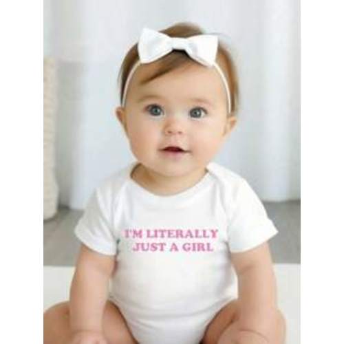 Baby Girls Slogan Graphic Bodysuit For Summer