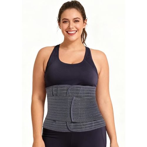 Reian Belly Band, Postpartum Essentials for Natural and C-Section Recovery, Adjustable Compression Wrap, After Birth Support Brace, Abdominal BInder (Black, Medium)