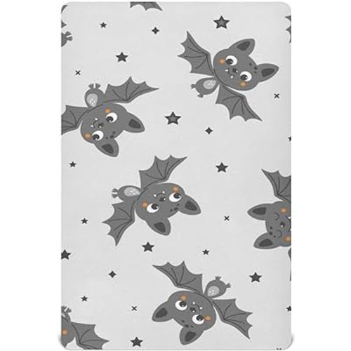 Bat Crib Sheets for Boys Girls,Breathable Skin-Friendly Nursery Bedding Sheet for Standard Crib and Toddler Mattress,S-39 * 27 * 5Inch