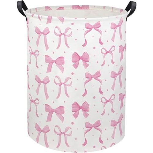 HIYAGON Baby Laundry Basket Baby Hamper for Nursery Girl Kids Butterfly Hamper Cute Kids Toys Storage Bin Organizer Butterfly Room Decor for Home(Dreamy Bowknot)