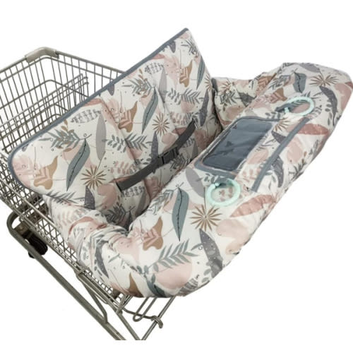 Shopping Cart Cover for Baby, 2 in 1 High Chair Cover for Restaurant seat & Grocery Cart Cover for Babies, Thick Padded with Clear Phone Pouch, Machine Washable, Leaves