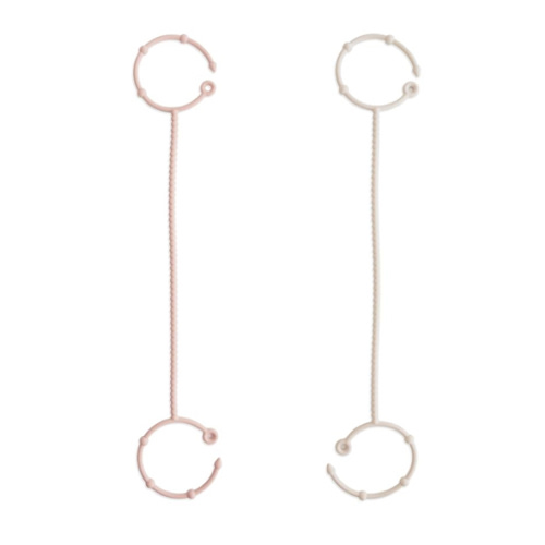 mushie Adjustable Silicone Toy Straps 2-Pack | Baby Accessories Holder for Travel, Stroller, High Chair (Blush/Shifting Sand)