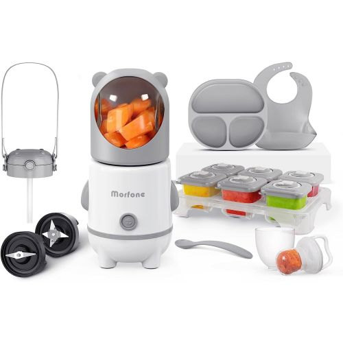 Morfone Baby Food Maker, 17 in 1 Baby Food Processor for Vegetable, Fruit Meat, Baby Food Blender for Newborn Shower Gifts(Gray)