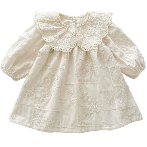 Spring - Summer Baby Toddler Long - Sleeve Princess Dress with Exquisite Lace Collar and Embroidery - Cute and Stylish Outfit