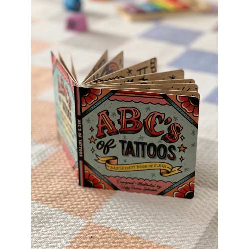 ABC's of Tattoos Baby Board Book - Cute Kids Gift - Hardcover - Edgy Baby Present - Custom Illustration, American Traditional Tattoo Style