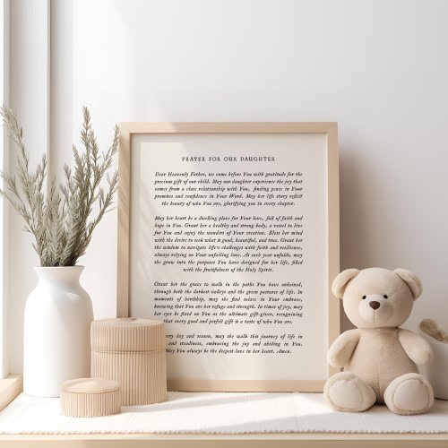 Prayer for Daughter, Gift for Daughter's Birthday, Gift for Baby Girl Baby Shower, Family Gift for new Daughter, New Baby Gift