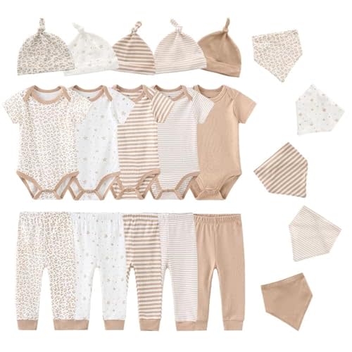 Ecojoy Baby Short Sleeve Jumpsuit Essentials Infant Clothing Set 20-Piece for Boys and Girls