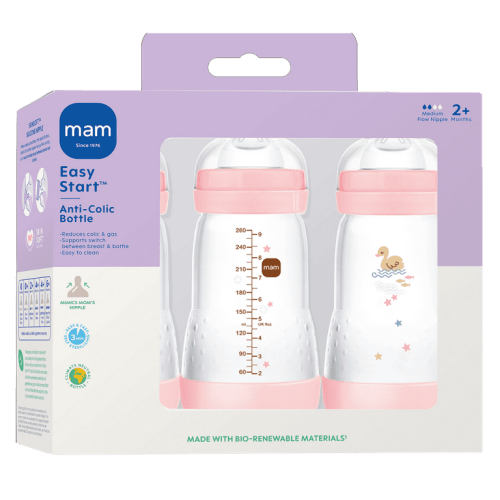 MAM Easy Active, Anti Colic Matte Bottle, 9oz Girl 3 Pack